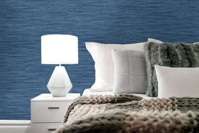 product image for Grasscloth Peel-and-Stick Wallpaper in Marine Blue by Stacy Garcia for NextWall 78