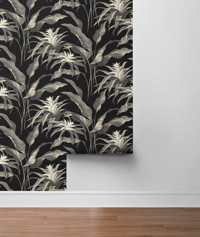 product image for Palma Peel-and-Stick Wallpaper in Onyx and Alloy by Stacy Garcia for NextWall 36