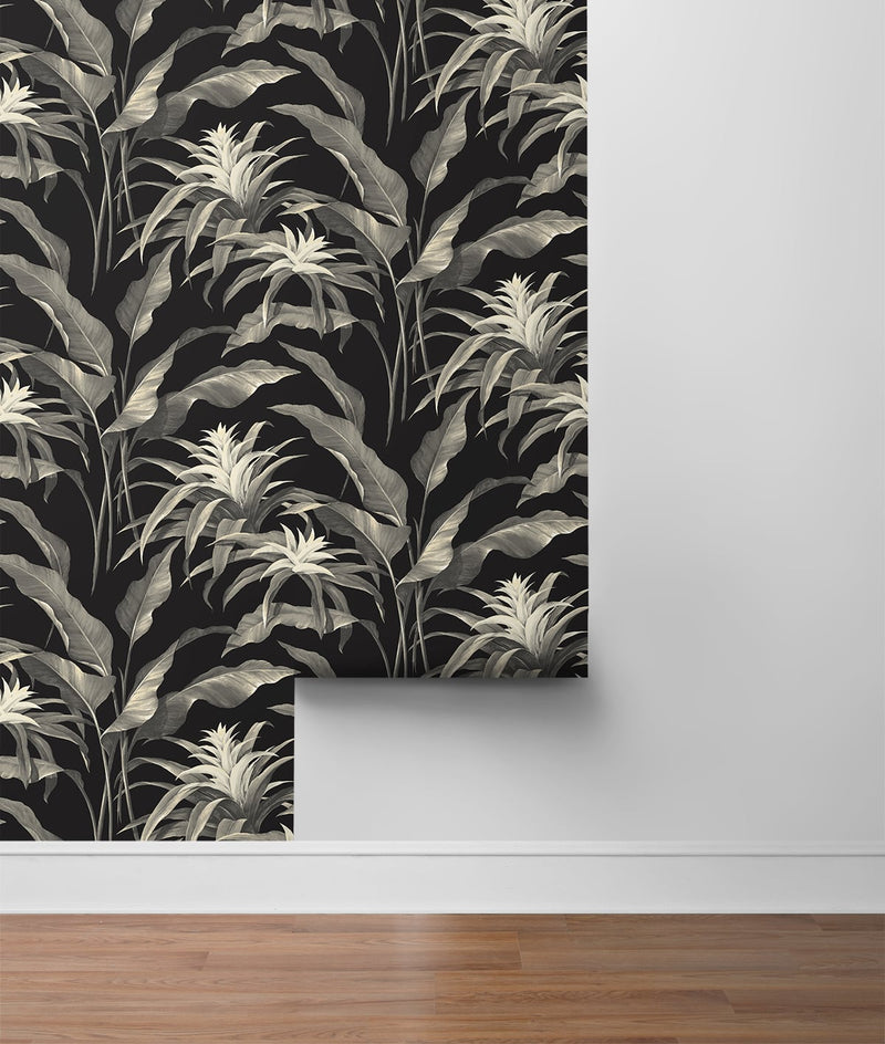media image for Palma Peel-and-Stick Wallpaper in Onyx and Alloy by Stacy Garcia for NextWall 247