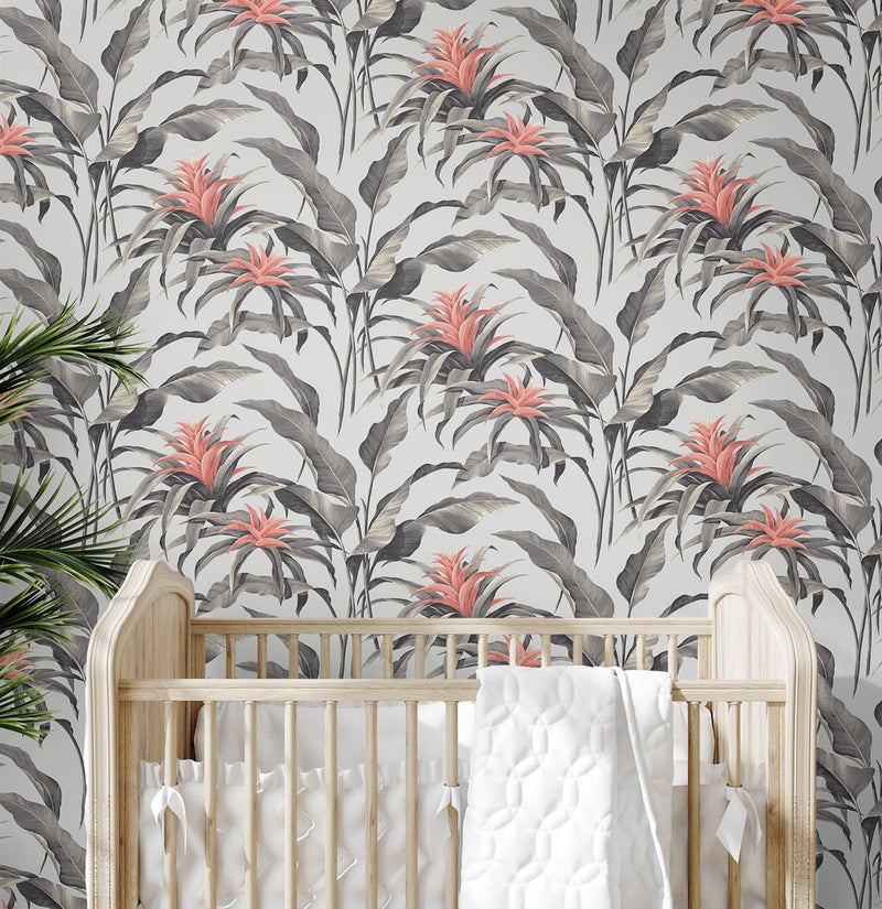 media image for Palma Peel-and-Stick Wallpaper in Metallic and Coral by Stacy Garcia for NextWall 217