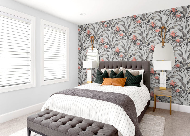 media image for Palma Peel-and-Stick Wallpaper in Metallic and Coral by Stacy Garcia for NextWall 269