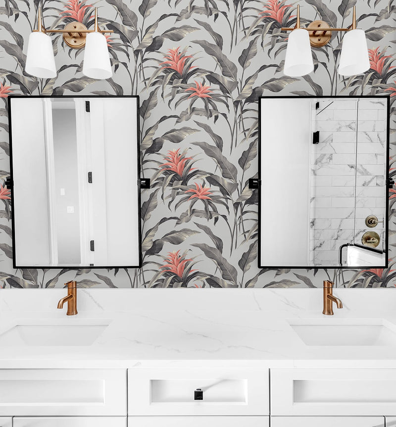 media image for Palma Peel-and-Stick Wallpaper in Metallic and Coral by Stacy Garcia for NextWall 224