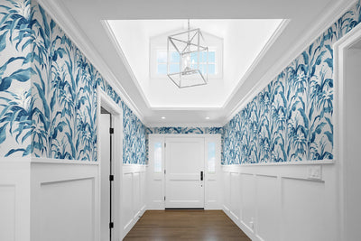 product image for Palma Peel-and-Stick Wallpaper in Blue Lagoon and Grey by Stacy Garcia for NextWall 36
