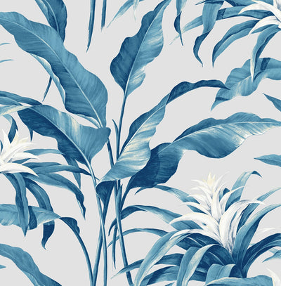 product image of Palma Peel-and-Stick Wallpaper in Blue Lagoon and Grey by Stacy Garcia for NextWall 517
