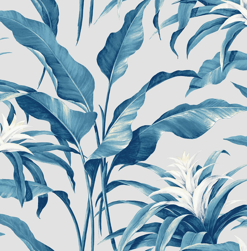 media image for Palma Peel-and-Stick Wallpaper in Blue Lagoon and Grey by Stacy Garcia for NextWall 29