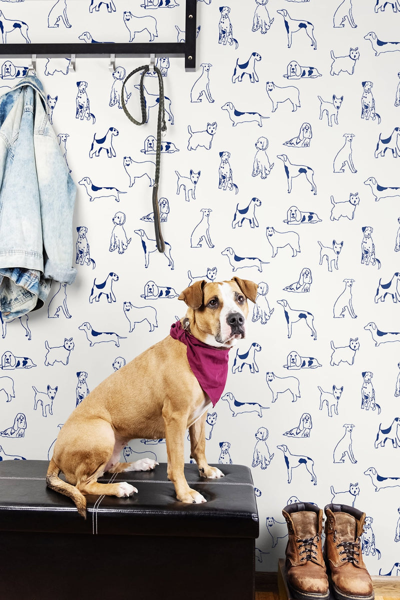 media image for Best in Show Peel-and-Stick Wallpaper in Indigo by Stacy Garcia for NextWall 288