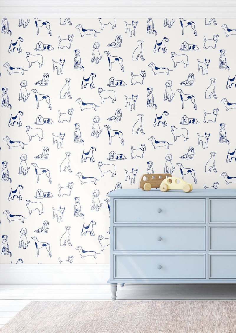 media image for Best in Show Peel-and-Stick Wallpaper in Indigo by Stacy Garcia for NextWall 251