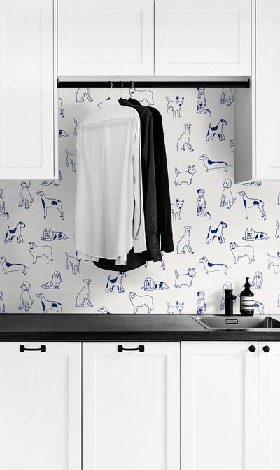 product image for Best in Show Peel-and-Stick Wallpaper in Indigo by Stacy Garcia for NextWall 22
