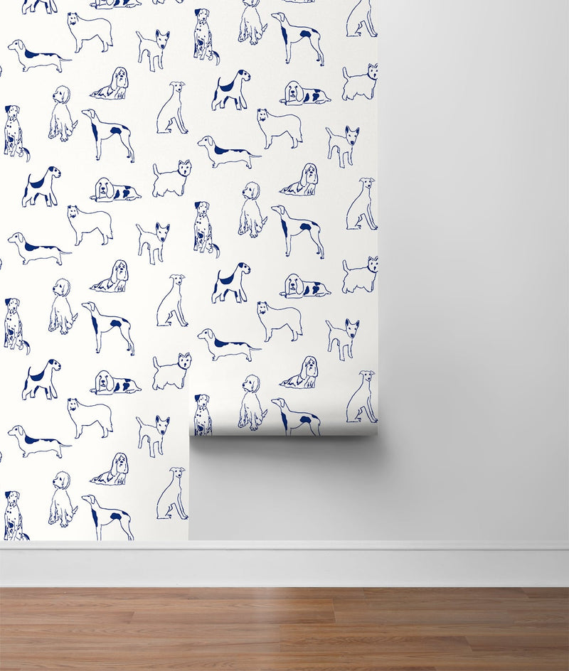 media image for Best in Show Peel-and-Stick Wallpaper in Indigo by Stacy Garcia for NextWall 20
