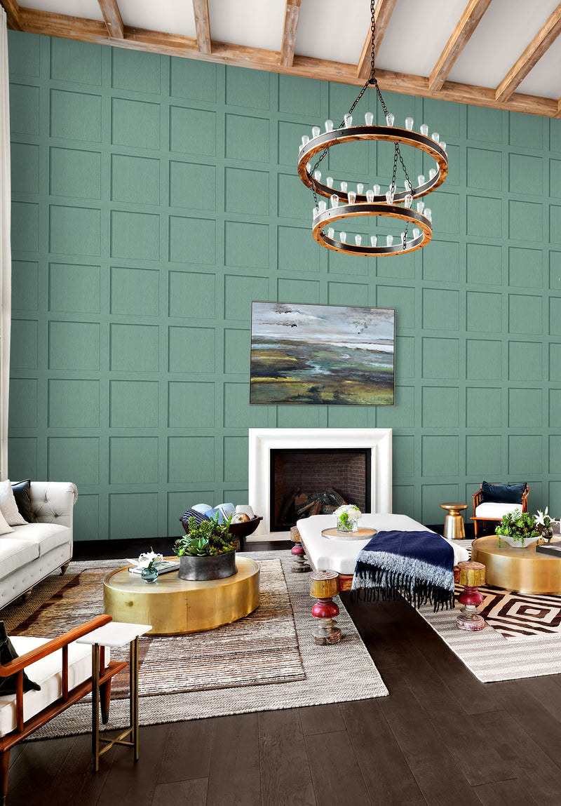 media image for Squared Away Peel-and-Stick Wallpaper in Sea Green by Stacy Garcia for NextWall 226