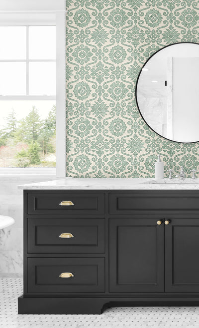product image for Augustine Peel-and-Stick Wallpaper in Mineral Green by Stacy Garcia for NextWall 0