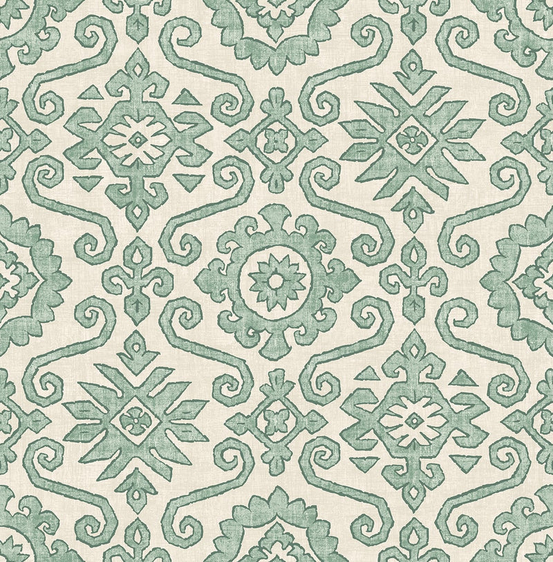 media image for Augustine Peel-and-Stick Wallpaper in Mineral Green by Stacy Garcia for NextWall 212