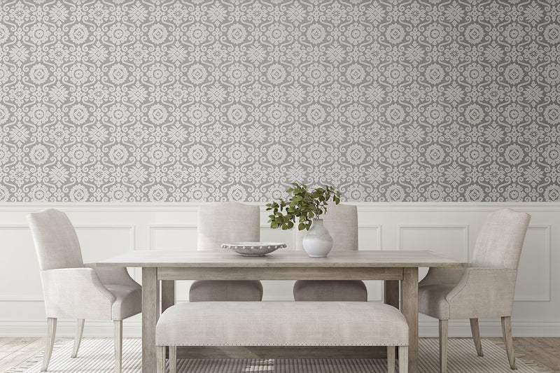media image for Augustine Peel-and-Stick Wallpaper in Pewter and Stone by Stacy Garcia for NextWall 283