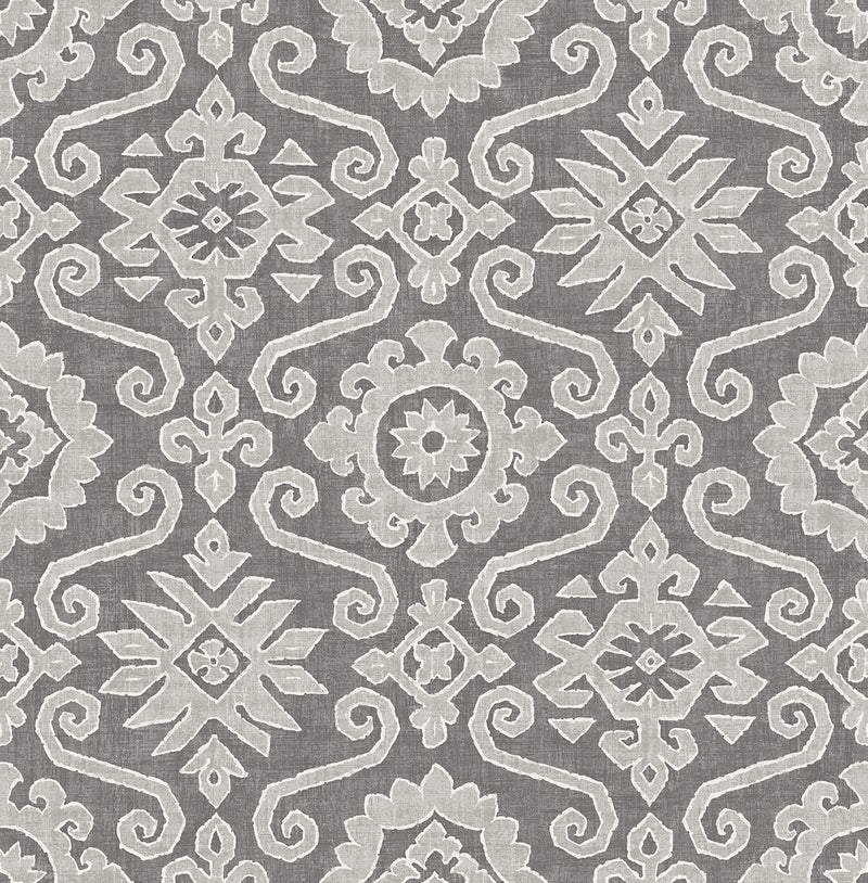 media image for Augustine Peel-and-Stick Wallpaper in Pewter and Stone by Stacy Garcia for NextWall 223