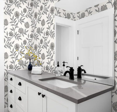 product image for Jaclyn Peel-and-Stick Wallpaper in Charcoal and Sandstone by Stacy Garcia for NextWall 8