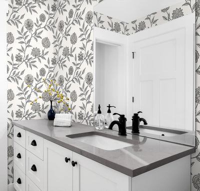 product image for Jaclyn Peel-and-Stick Wallpaper in Charcoal and Sandstone by Stacy Garcia for NextWall 37
