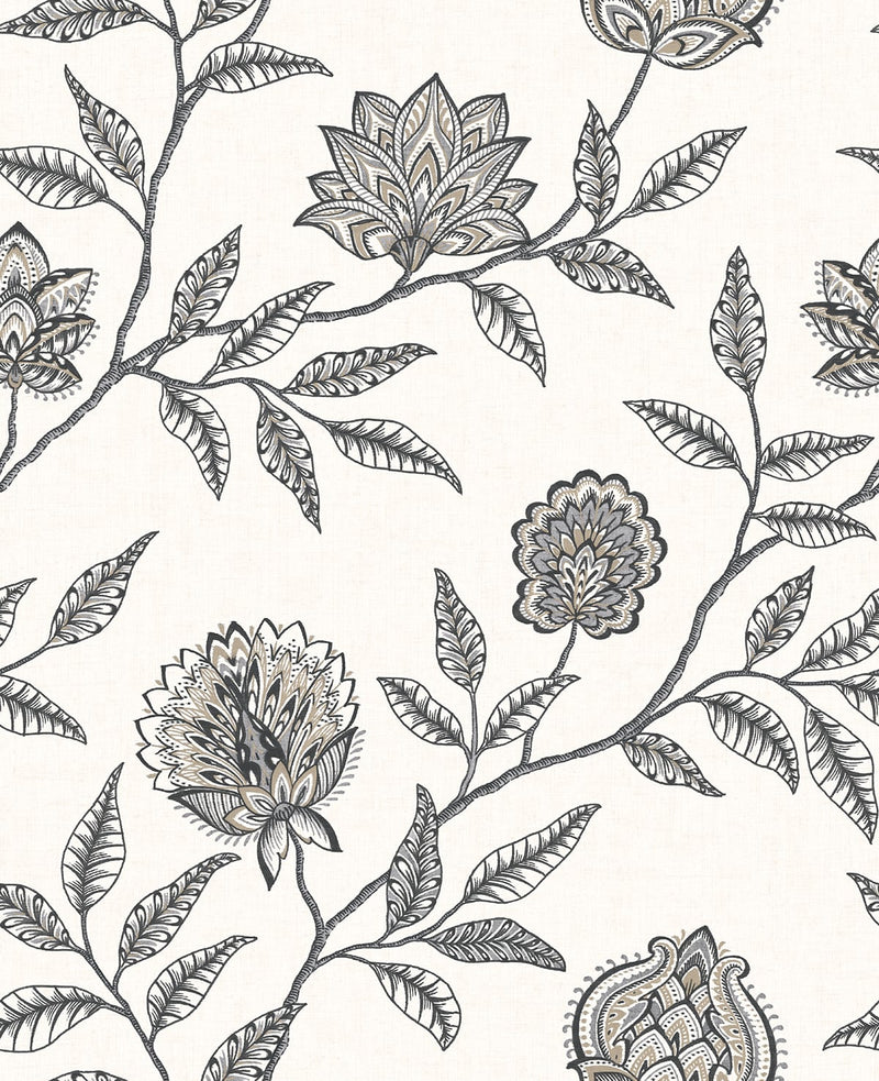 media image for Jaclyn Peel-and-Stick Wallpaper in Charcoal and Sandstone by Stacy Garcia for NextWall 212