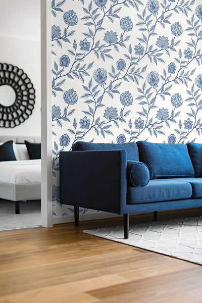 product image for Jaclyn Peel-and-Stick Wallpaper in Blue Lagoon by Stacy Garcia for NextWall 47