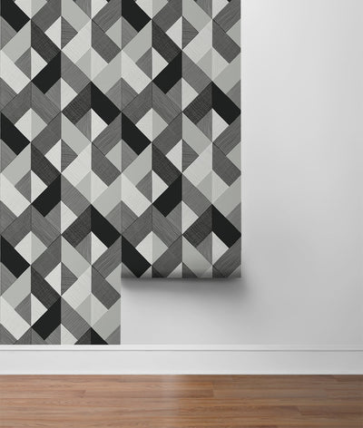 product image for Marquetry Peel-and-Stick Wallpaper in Greystone by Stacy Garcia for NextWall 18