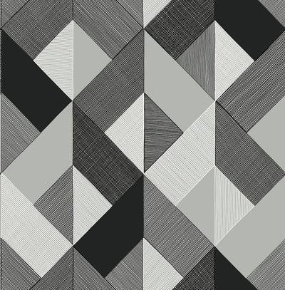 product image of Marquetry Peel-and-Stick Wallpaper in Greystone by Stacy Garcia for NextWall 595