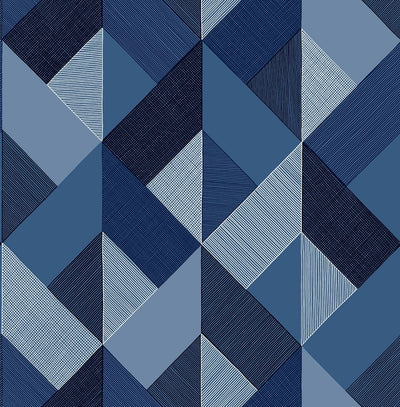 product image of Marquetry Peel-and-Stick Wallpaper in Blue Lagoon by Stacy Garcia for NextWall 546