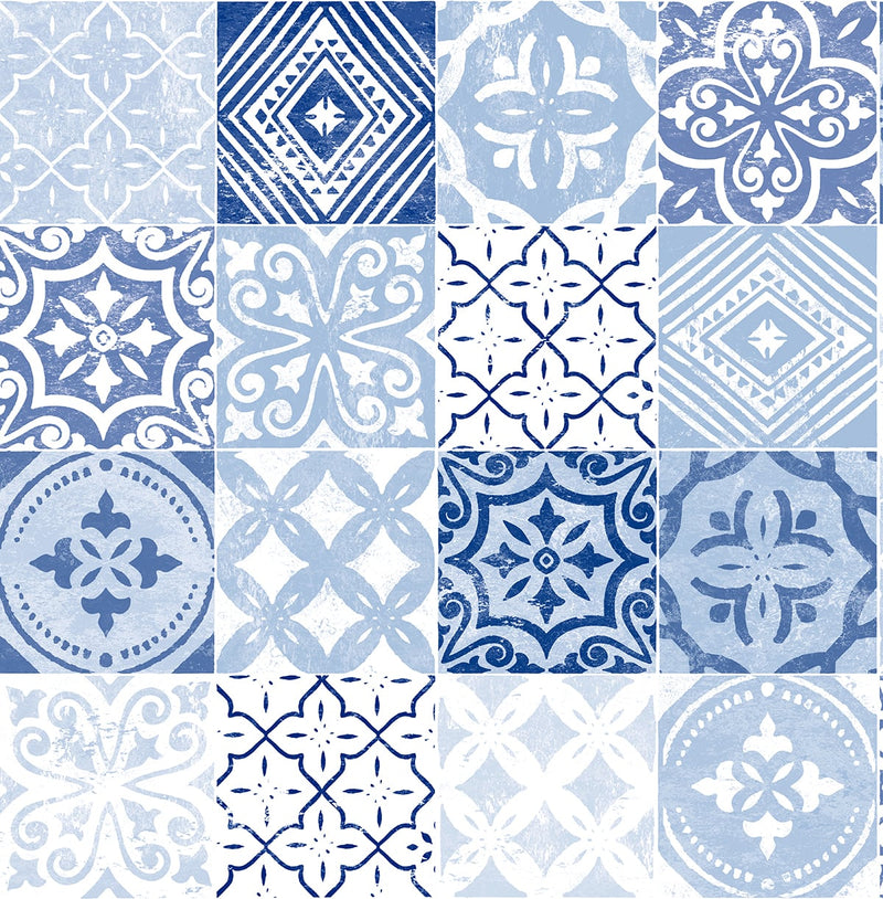 media image for Tilework Peel-and-Stick Wallpaper in Glacier Blue by Stacy Garcia for NextWall 274