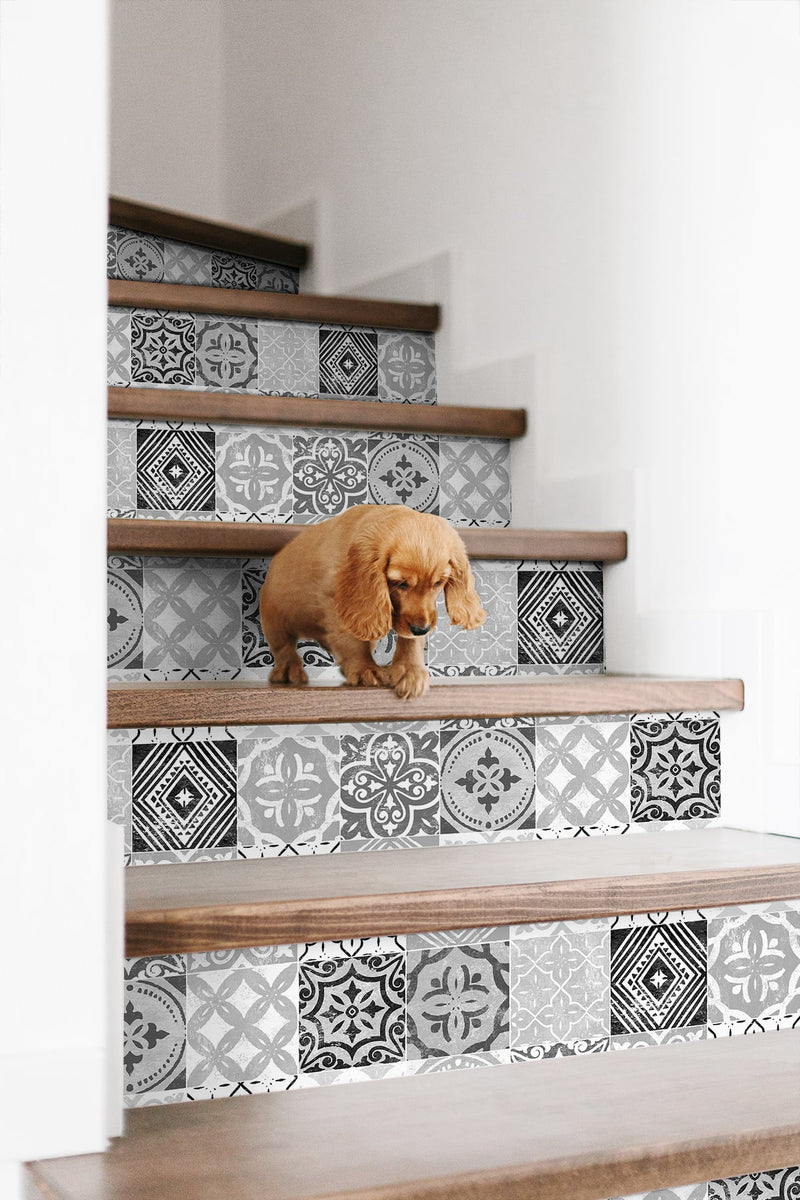 media image for Tilework Peel-and-Stick Wallpaper in Greystone by Stacy Garcia for NextWall 258