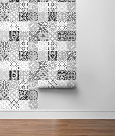 product image for Tilework Peel-and-Stick Wallpaper in Greystone by Stacy Garcia for NextWall 50