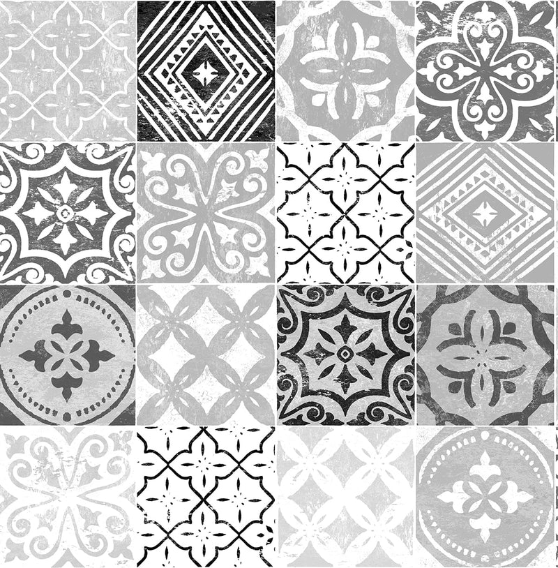 media image for Tilework Peel-and-Stick Wallpaper in Greystone by Stacy Garcia for NextWall 291