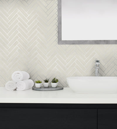 product image for Herringbone Inlay Peel & Stick Wallpaper in Lunar Grey/Silver by Stacy Garcia 98