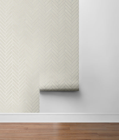 product image for Herringbone Inlay Peel & Stick Wallpaper in Lunar Grey/Silver by Stacy Garcia 82