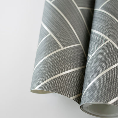product image for Herringbone Inlay Peel & Stick Wallpaper in Graphite/Silver by Stacy Garcia 0