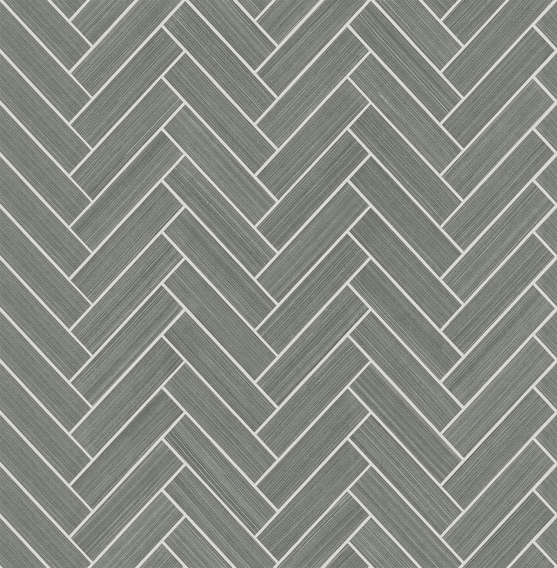 media image for Herringbone Inlay Peel & Stick Wallpaper in Graphite/Silver by Stacy Garcia 296