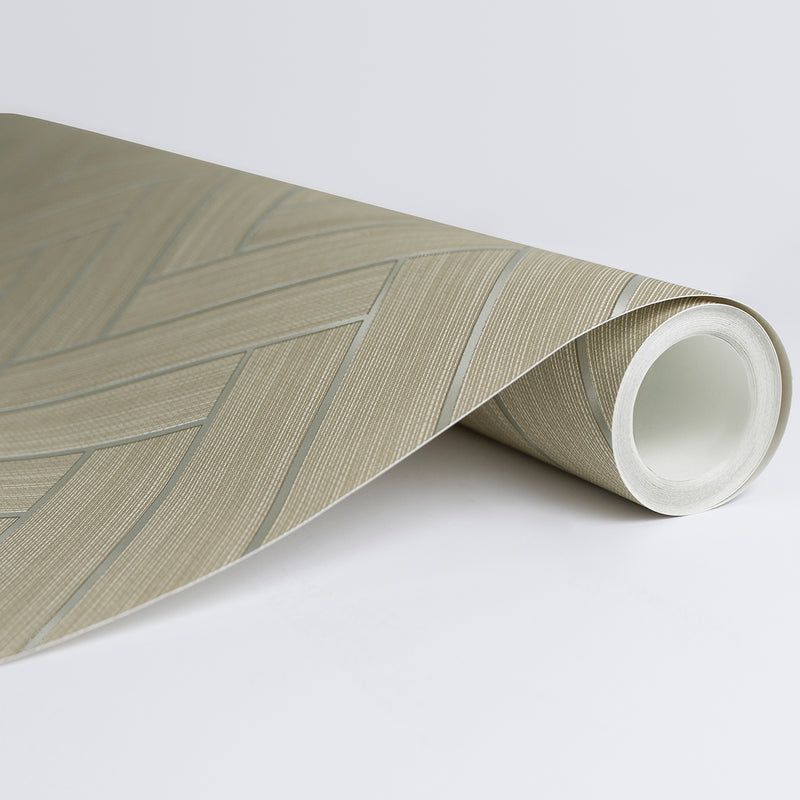 media image for Herringbone Inlay Peel & Stick Wallpaper in Khaki/Silver by Stacy Garcia 263