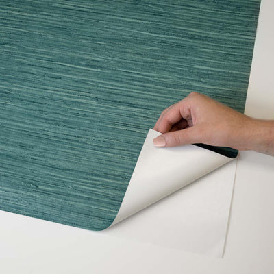 product image for Saybrook Faux Rushcloth Peel & Stick Wallpaper in Paradise Teal by Stacy Garcia 61