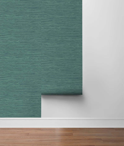 product image for Saybrook Faux Rushcloth Peel & Stick Wallpaper in Paradise Teal by Stacy Garcia 27