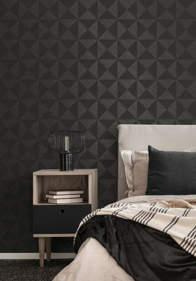 product image for Geo Inlay Peel & Stick Wallpaper in Charcoal by Stacy Garcia 69