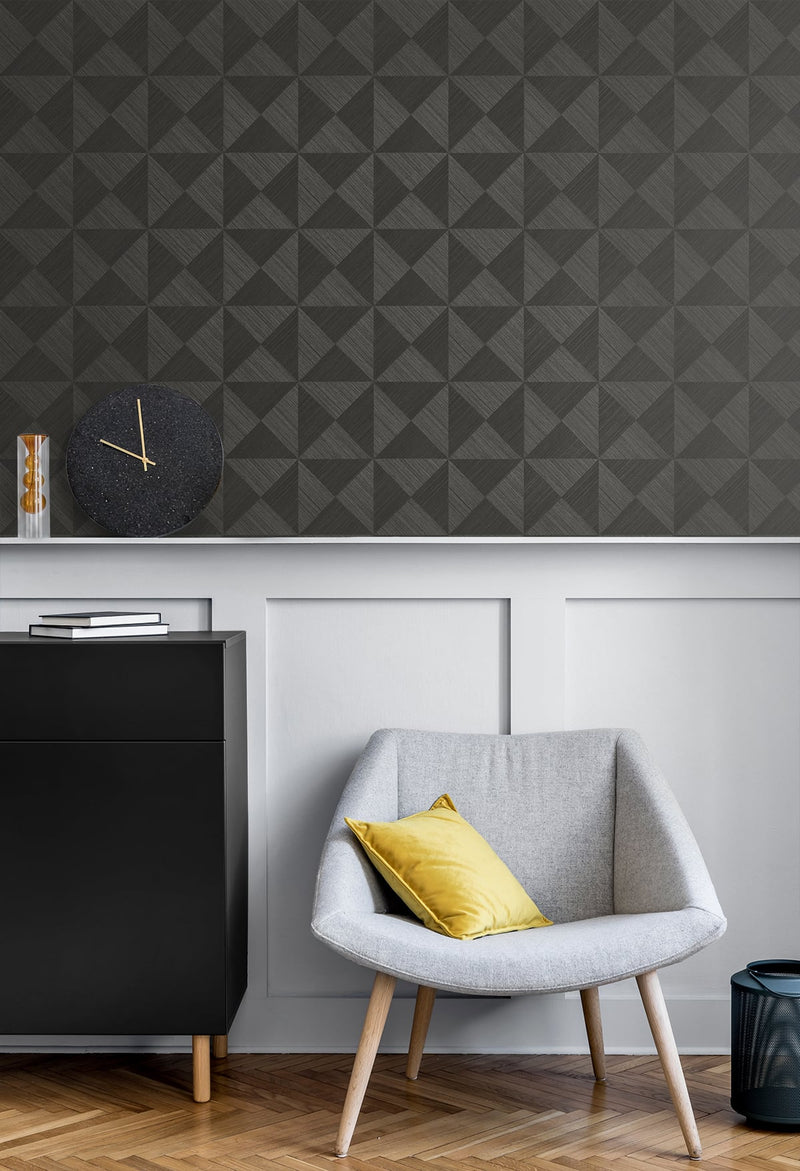 media image for Geo Inlay Peel & Stick Wallpaper in Charcoal by Stacy Garcia 227
