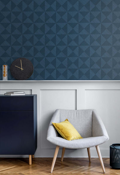 product image for Geo Inlay Peel & Stick Wallpaper in Denim Blue by Stacy Garcia 30