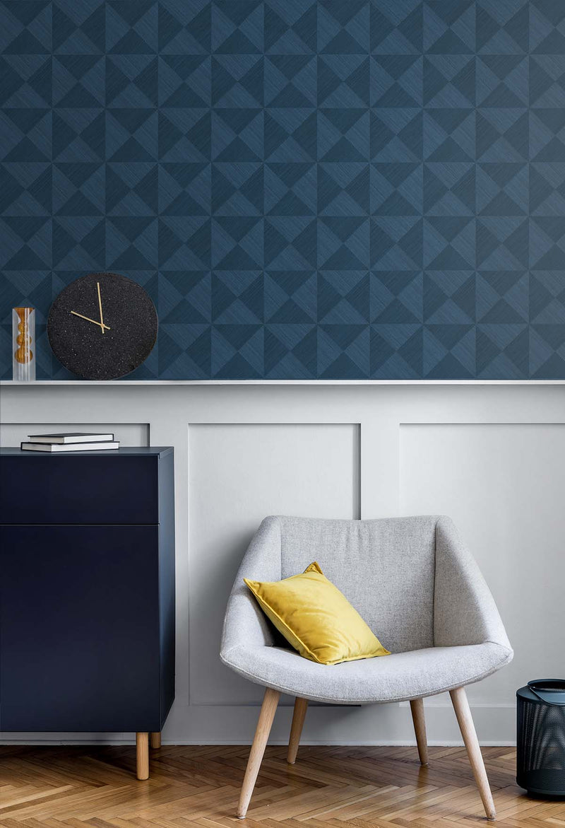 media image for Geo Inlay Peel & Stick Wallpaper in Denim Blue by Stacy Garcia 284
