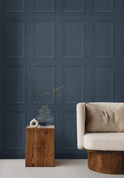product image for Faux Wood Panel Peel & Stick Wallpaper in Denim Blue by Stacy Garcia 35
