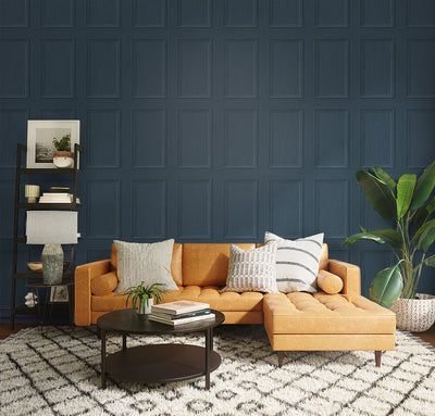 product image for Faux Wood Panel Peel & Stick Wallpaper in Denim Blue by Stacy Garcia 71
