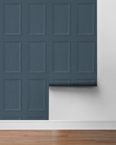 product image for Faux Wood Panel Peel & Stick Wallpaper in Denim Blue by Stacy Garcia 22