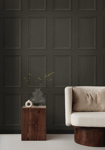 product image for Faux Wood Panel Peel & Stick Wallpaper in Charcoal by Stacy Garcia 9