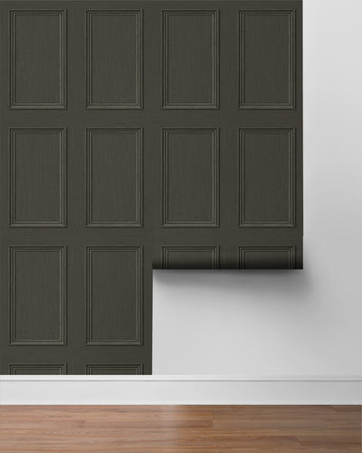 product image for Faux Wood Panel Peel & Stick Wallpaper in Charcoal by Stacy Garcia 12