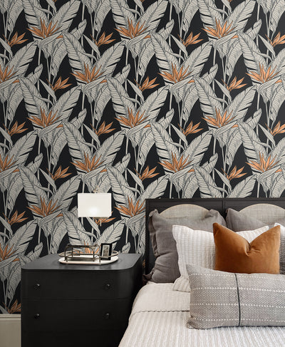 product image for Birds of Paradise Peel & Stick Wallpaper in Onyx/Copper by Stacy Garcia 57