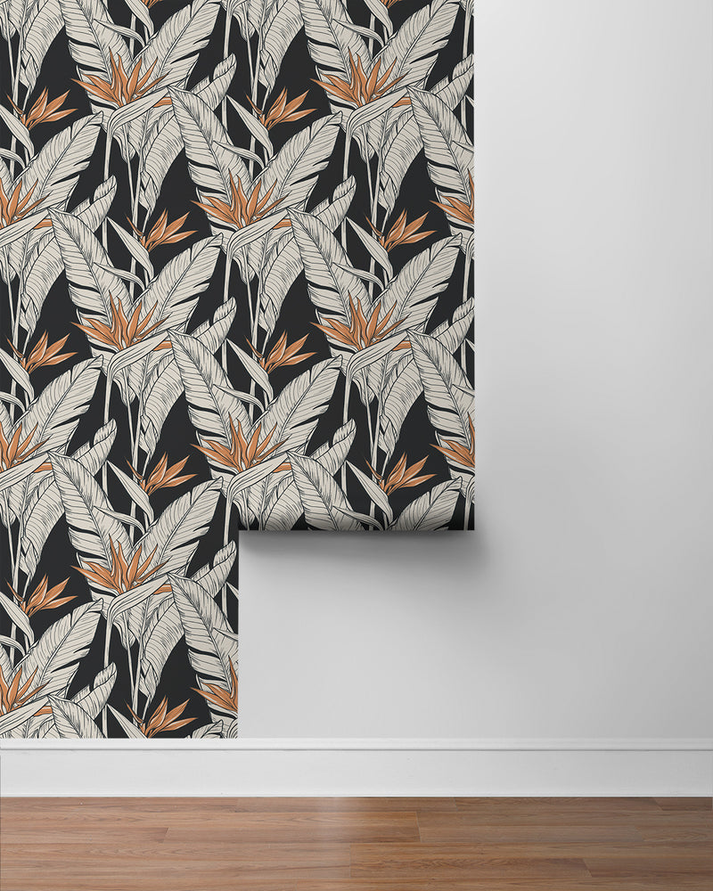 media image for Birds of Paradise Peel & Stick Wallpaper in Onyx/Copper by Stacy Garcia 249