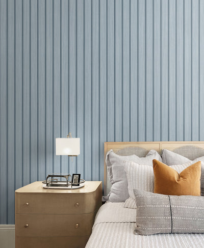 product image for Faux Wooden Slats Peel & Stick Wallpaper in Blue Skies by Stacy Garcia 40
