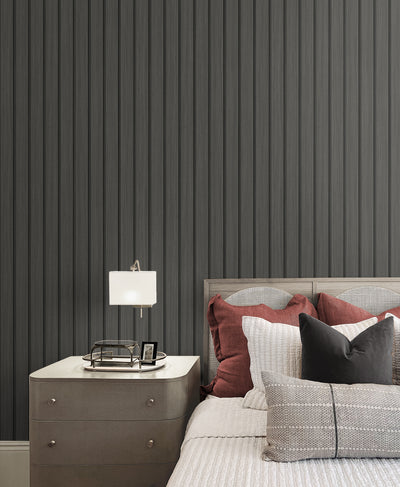 product image for Faux Wooden Slats Peel & Stick Wallpaper in Charcoal by Stacy Garcia 57