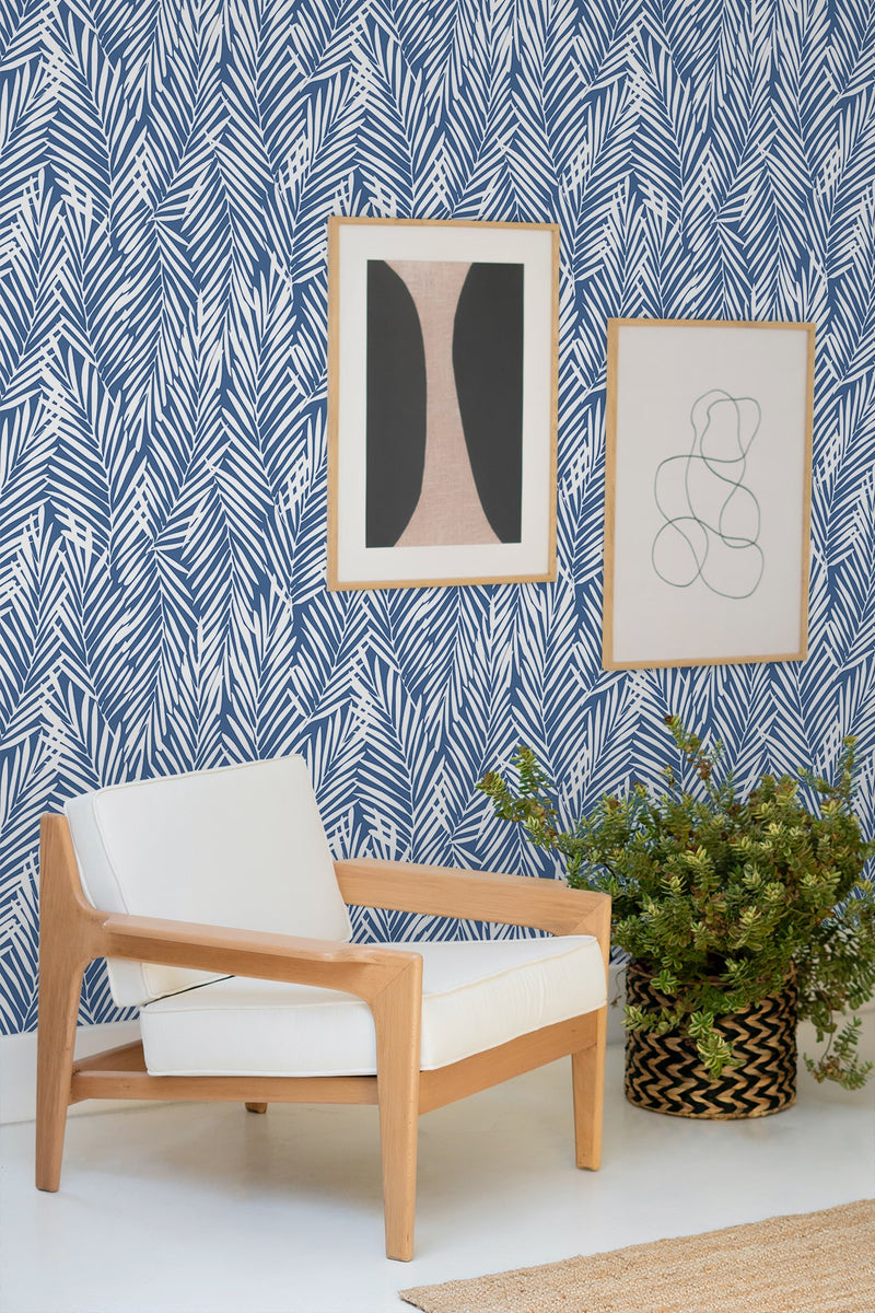 media image for Mod Palm Peel & Stick Wallpaper in Coastal Blue 275
